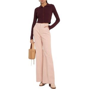 Le Chateau Very Soft Polo Neck Ribbed Knit Sweater in Burgundy